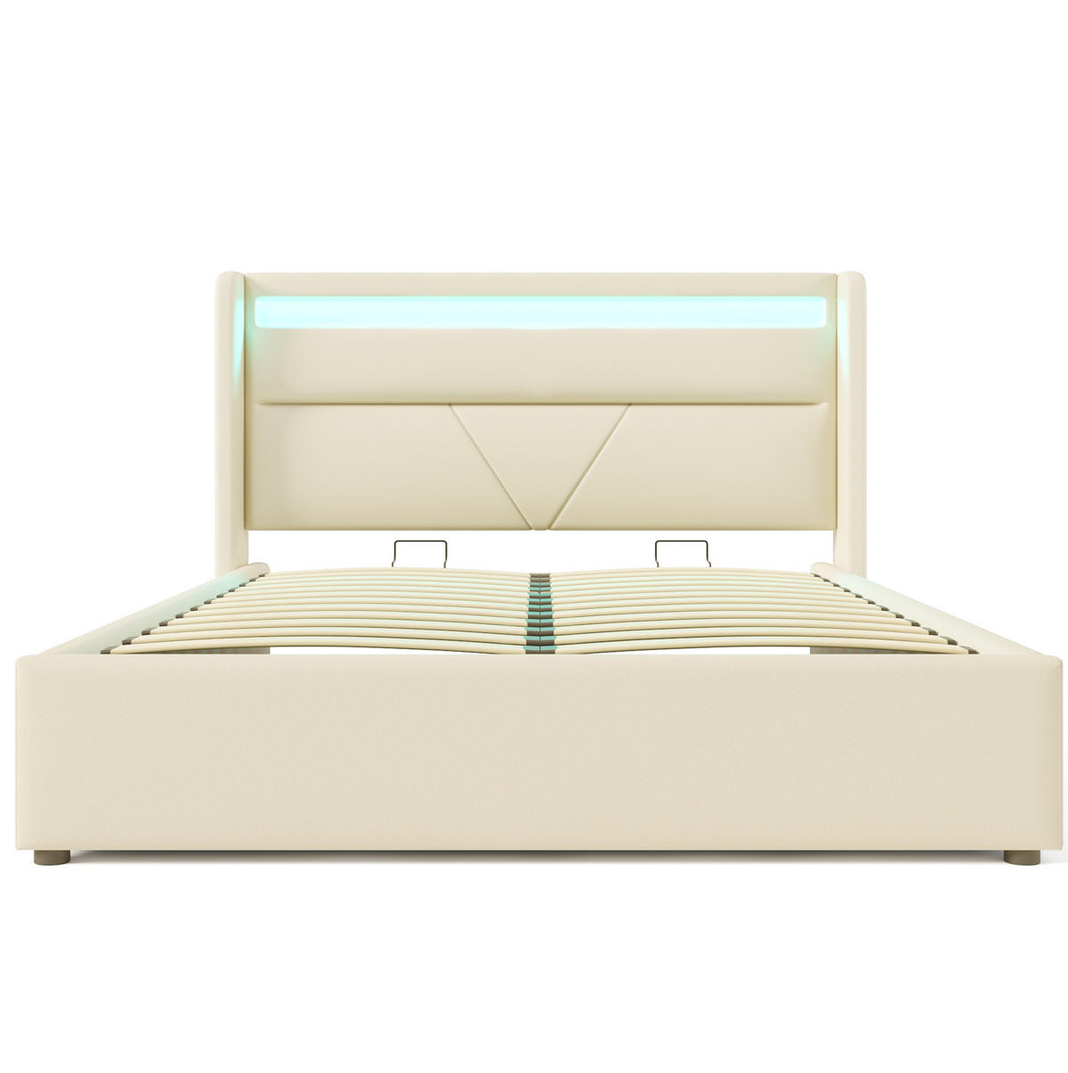 POLSTERBETT 160/200 cm Weiß aus PU mit LED-Beleuchtung und Bettkasten - Weiß, Kunststoff (160/200cm) - OKMYHOME