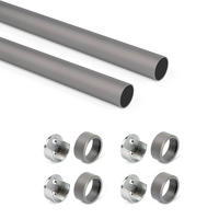 KORPUSSCHIENEN Rund D.28mm, Länge 0,75m Mit Halterungen, Aluminium Und Zamak, Titanium 2er-set - Titanfarben, Metall (2.8/3/75cm) - EMUCA