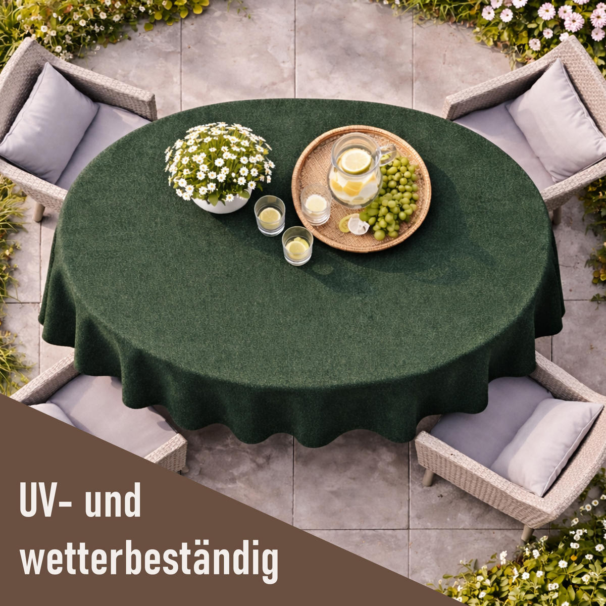 TISCHDECKE Garten Weichschaum 140x180cm - Dunkelgrün - Dunkelgrün, Kunststoff (180/140cm) - Bestlivings
