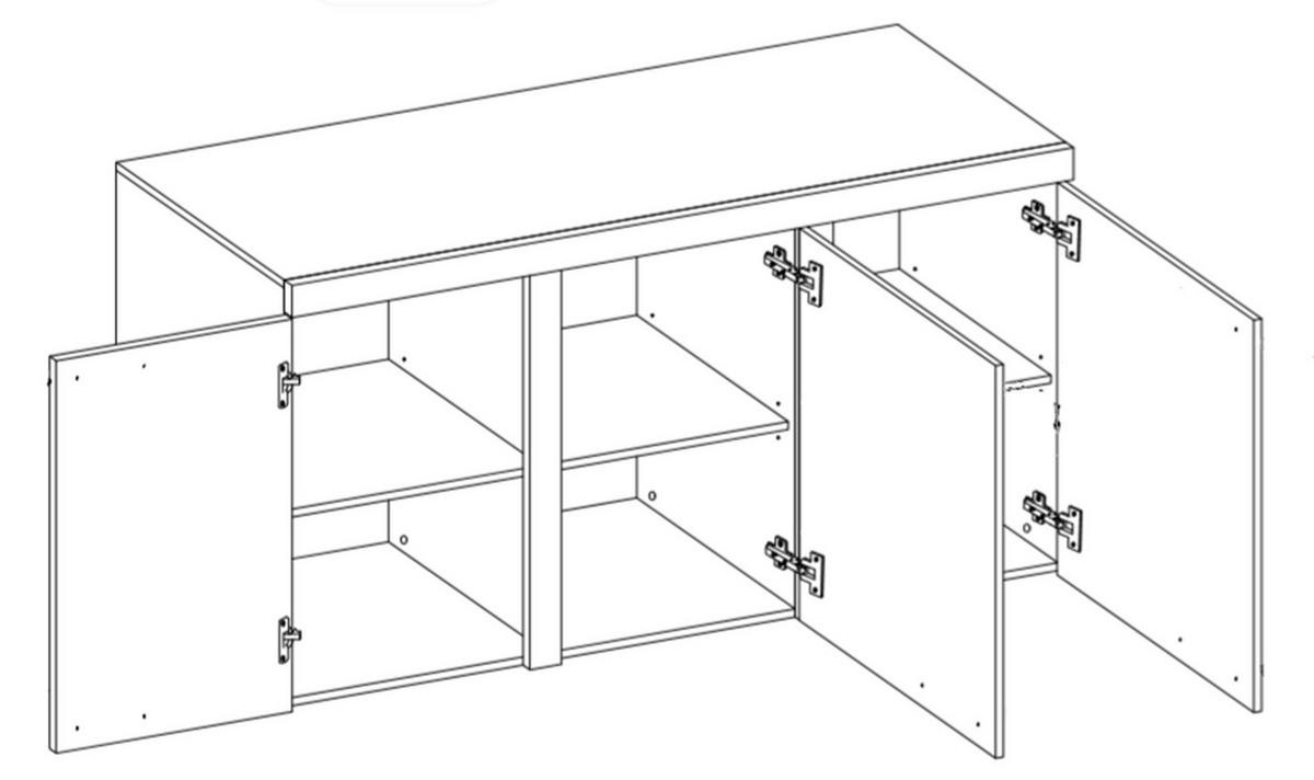SIDEBOARD OKTAWIA 3F - Weiß, Holzwerkstoff (149/82/40cm) - Meblini