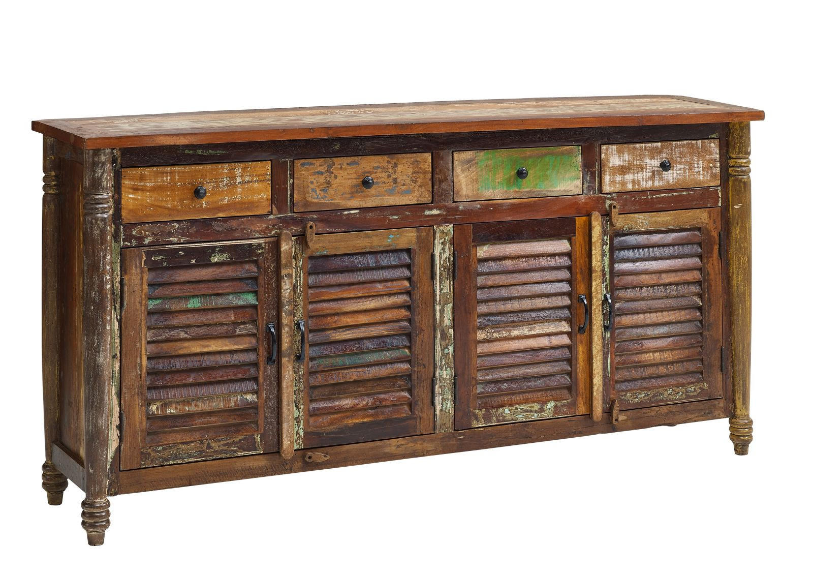 SIDEBOARD Altholz 183x42x90 mehrfarbig lackiert FABLE #17 - Multicolor, Holz (183/90/42cm) - Massivmoebel24