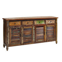 SIDEBOARD Altholz 183x42x90 mehrfarbig lackiert FABLE #17 - Multicolor, Holz (183/90/42cm) - Massivmoebel24