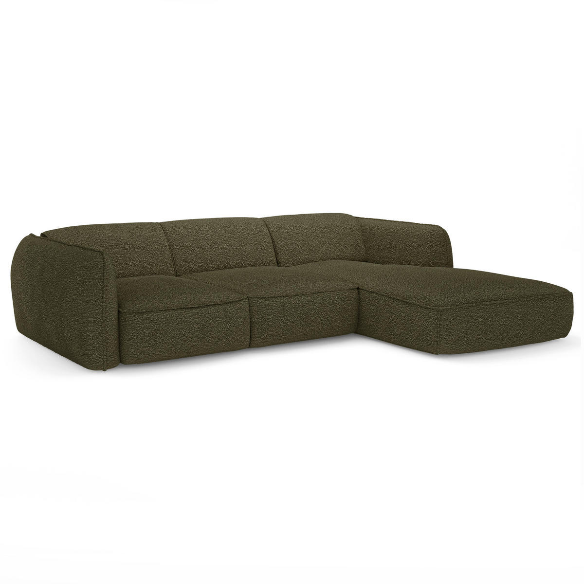 ECKSOFA RECHTS Bouclé-Stoff Olivgrün 272cm - Olivgrün, Textil (272/165cm) - Sia Home