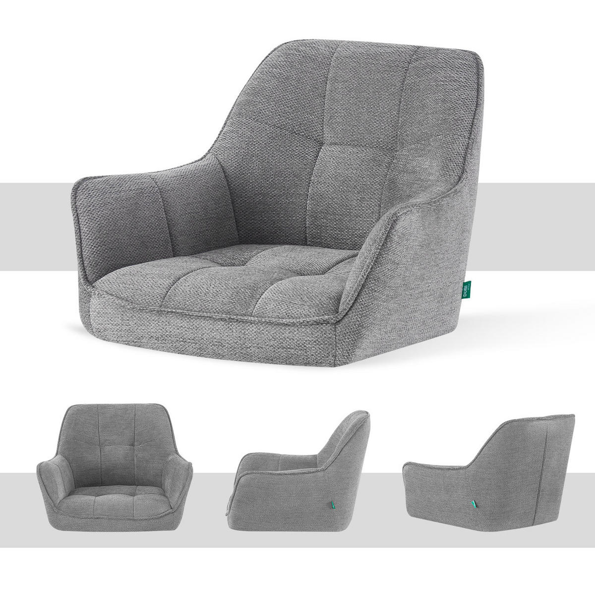ESSZIMMERSTUHL THOMAS-KIRA 2er-Set 360°drehbar - Schwarz/Grau, Textil (61/81/62cm) - DUBI Möbel