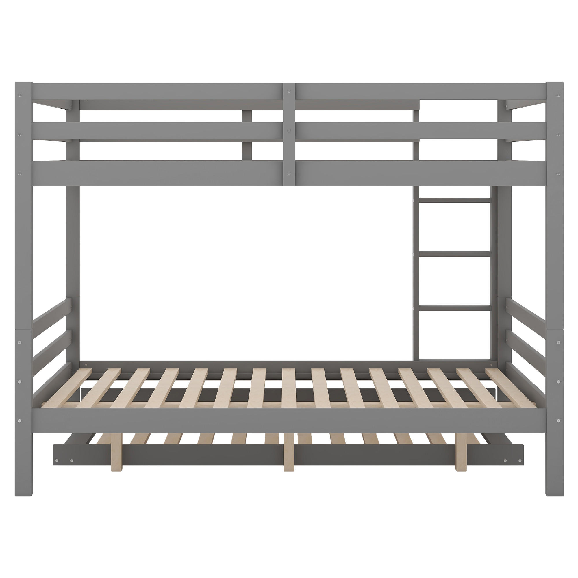ETAGENBETT Massivholz Grau 140/200 cm mit Ausziehbett - Grau, Holz (140/200cm) - ComfortXL
