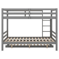 ETAGENBETT Massivholz Grau 140/200 cm mit Ausziehbett - Grau, Holz (140/200cm) - ComfortXL