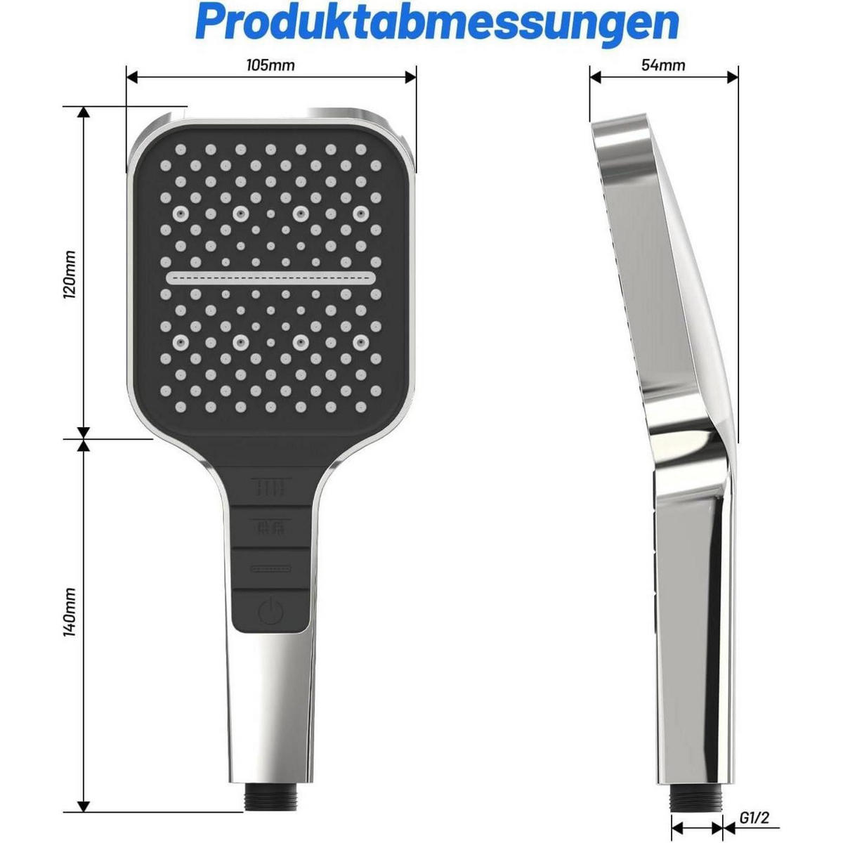 HANDBRAUSE mit 7 Strahlarten Silber - Silberfarben, Kunststoff (10.5/12.7/26cm)