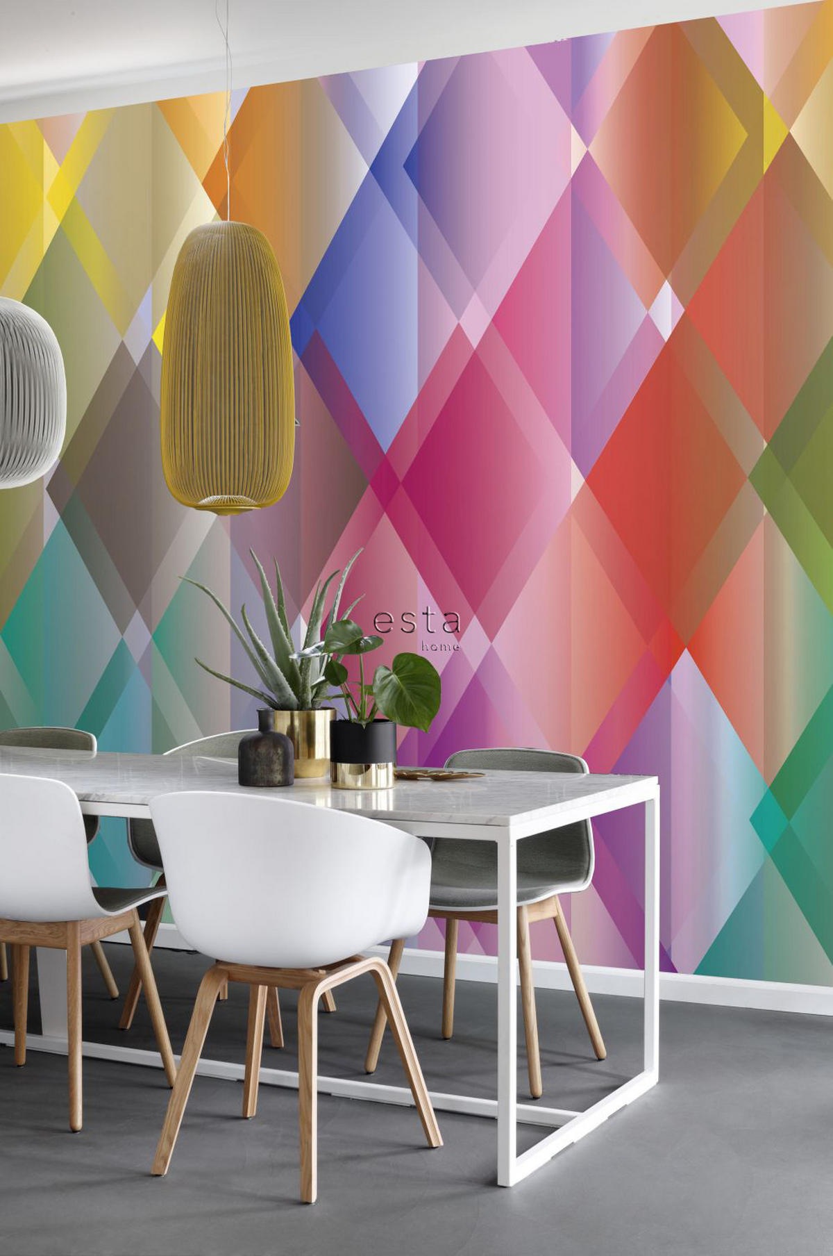 FOTOTAPETE Karomuster 300 x 279 cm - Multicolor, Papier (300/279cm) - ESTAhome