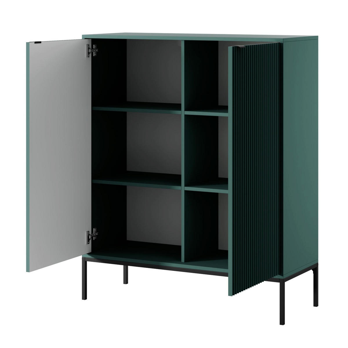 HIGHBOARD Vellore Grün mit schwarzem Gestell - Schwarz/Grün, Holzwerkstoff/Metall (104/125/39cm) - Selsey