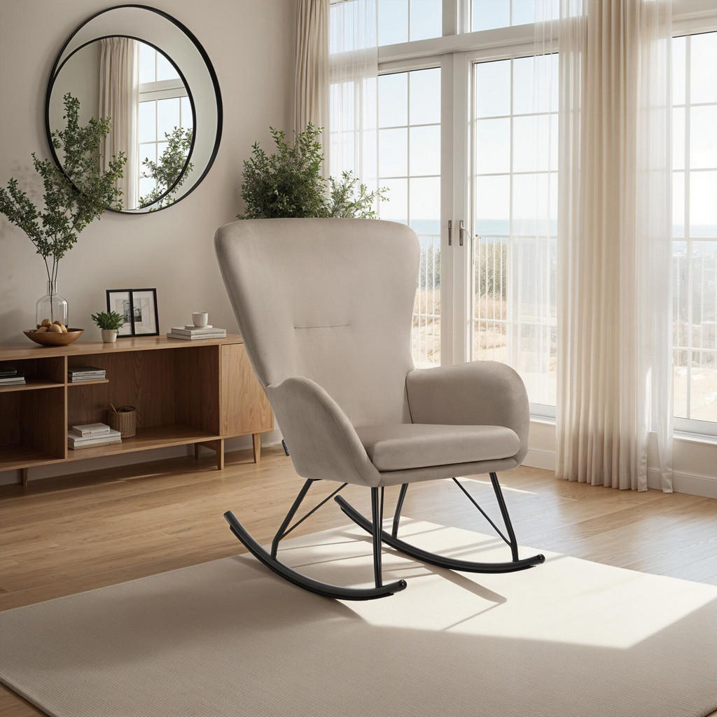 Thumbnail - tectake Schaukelstuhl, Schwarz, Taupe, Kunststoff, 70x100x93 cm, Wohnzimmer, Sessel, Schaukelstühle