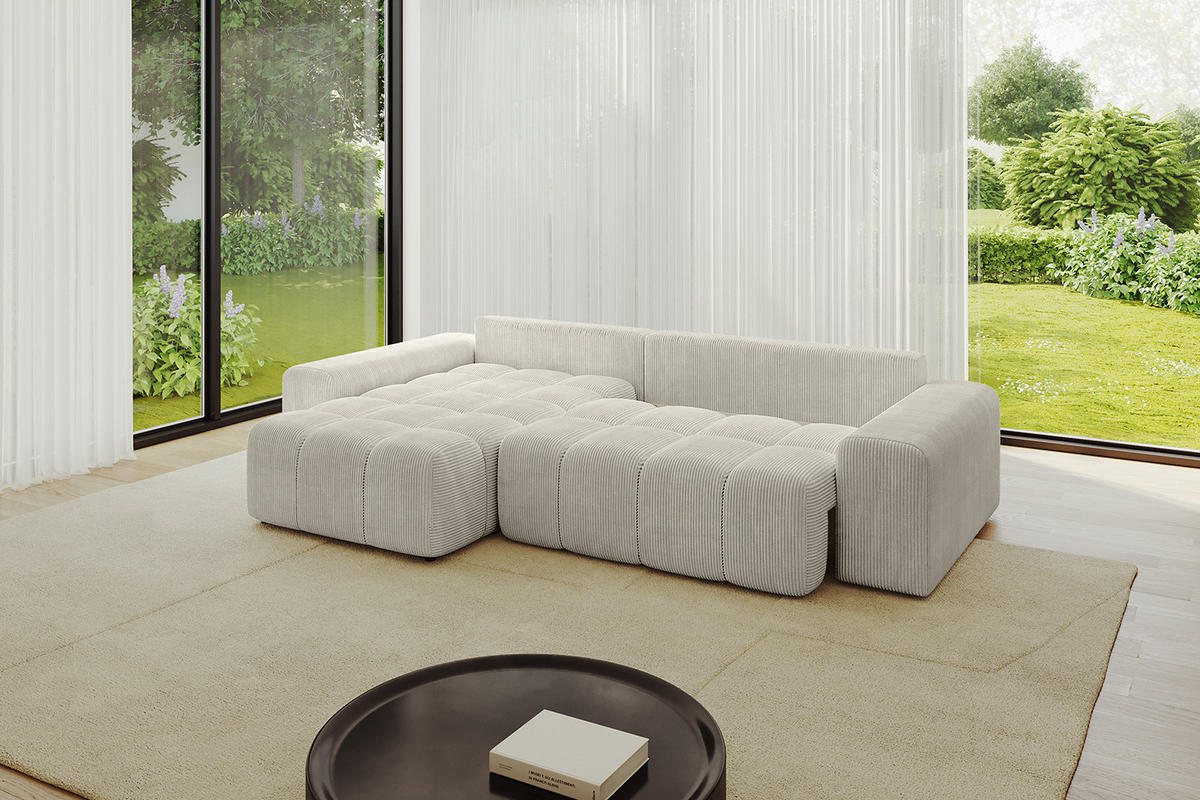 ECKSOFA Ottomane links/rechts ENIL-L 290x175x84 Hellgrau Cord - Hellgrau, Holzwerkstoff/Kunststoff (290/175cm) - ALTDECOR