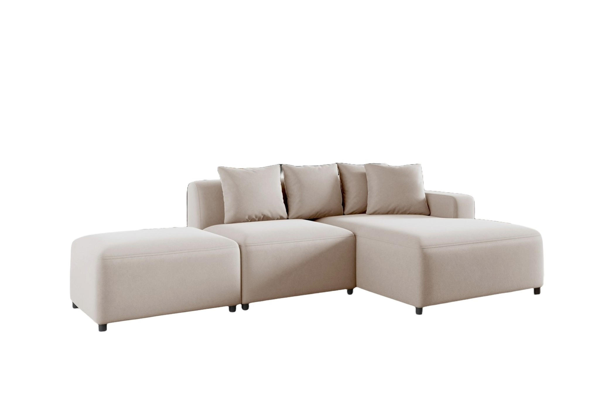 ECKSOFA Megan Xs In Stoff Salvador - Beige, Holzwerkstoff/Textil (304/165cm) - Fun Möbel