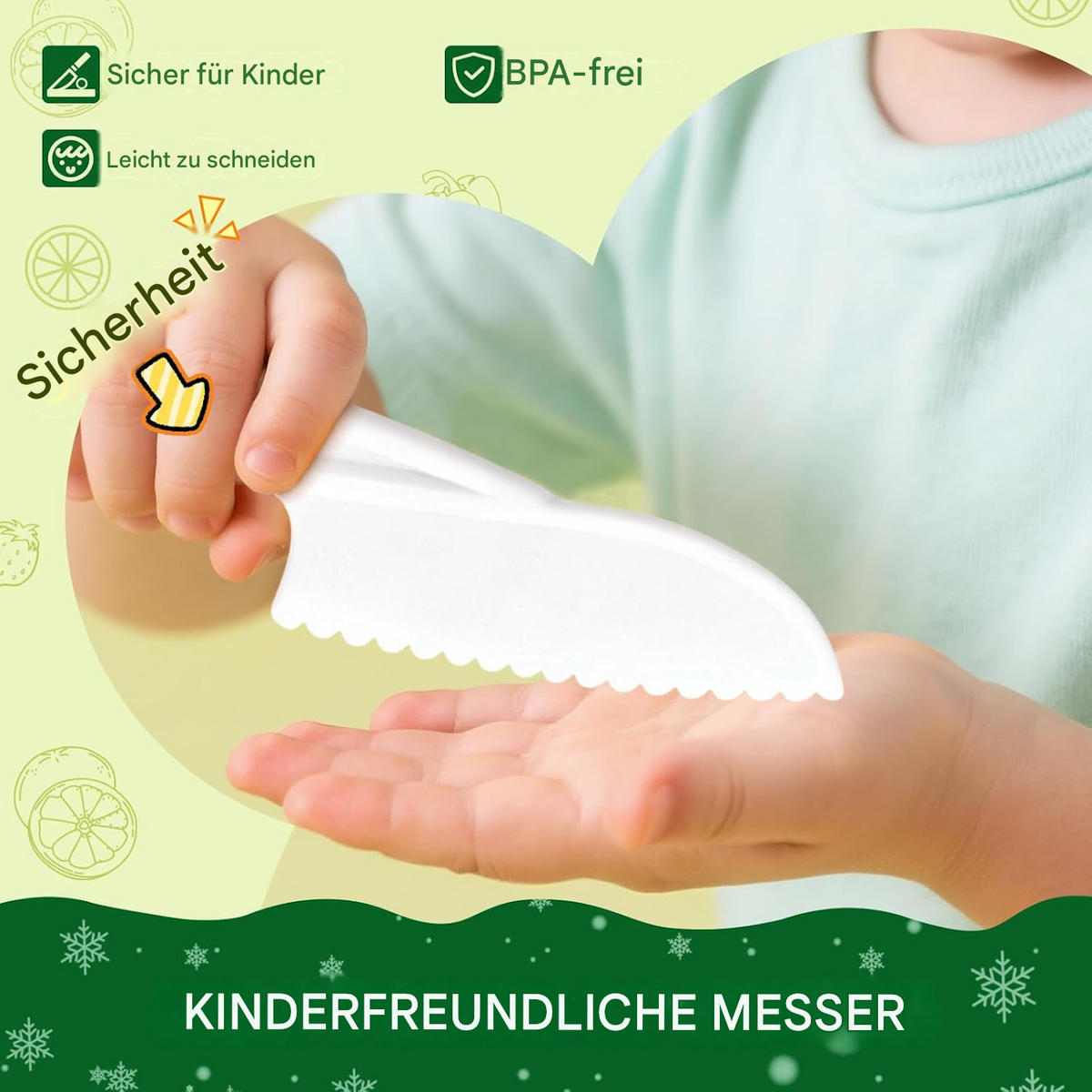 KINDERKÜCHE 28 Teile Montessori, Sicherheitsmesser, Schneidbrett 2-10 Jahre - Pastellgrün, Kunststoff (20/30/5cm) - Authentics