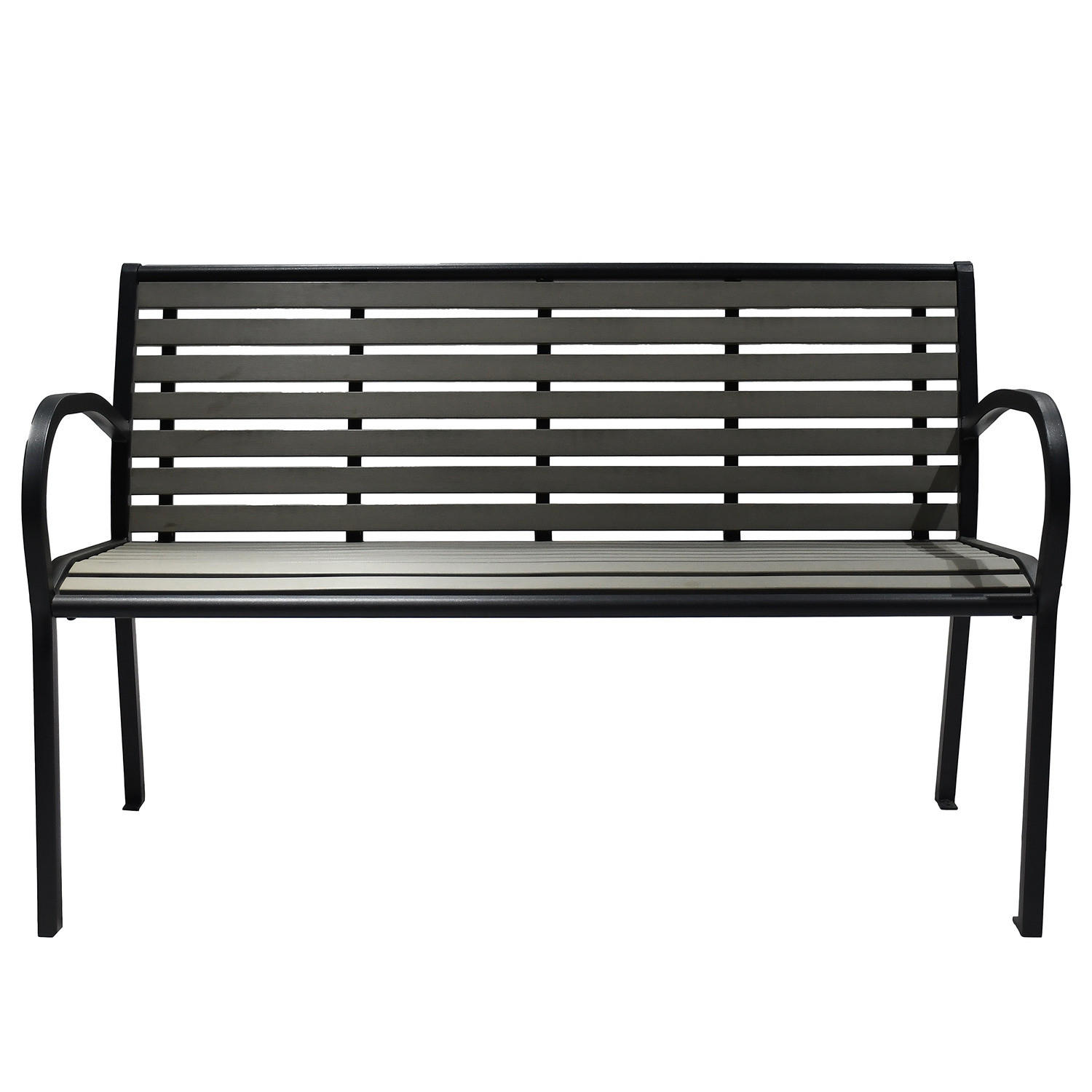 GARTENBANK - Stahl / Polywood - Anthrazit, Holzwerkstoff/Metall (125/80/59cm) - home24