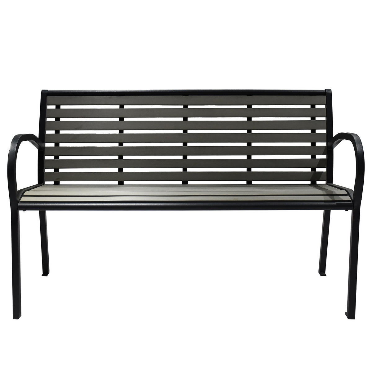 GARTENBANK - Stahl / Polywood - Anthrazit, Holzwerkstoff/Metall (125/80/59cm) - home24