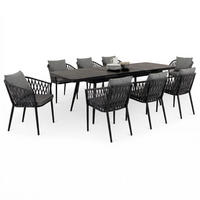 GARTENMÖBEL SET SUNNY 9er Set grau, schwarz - Grau, Metall - IDIMEX
