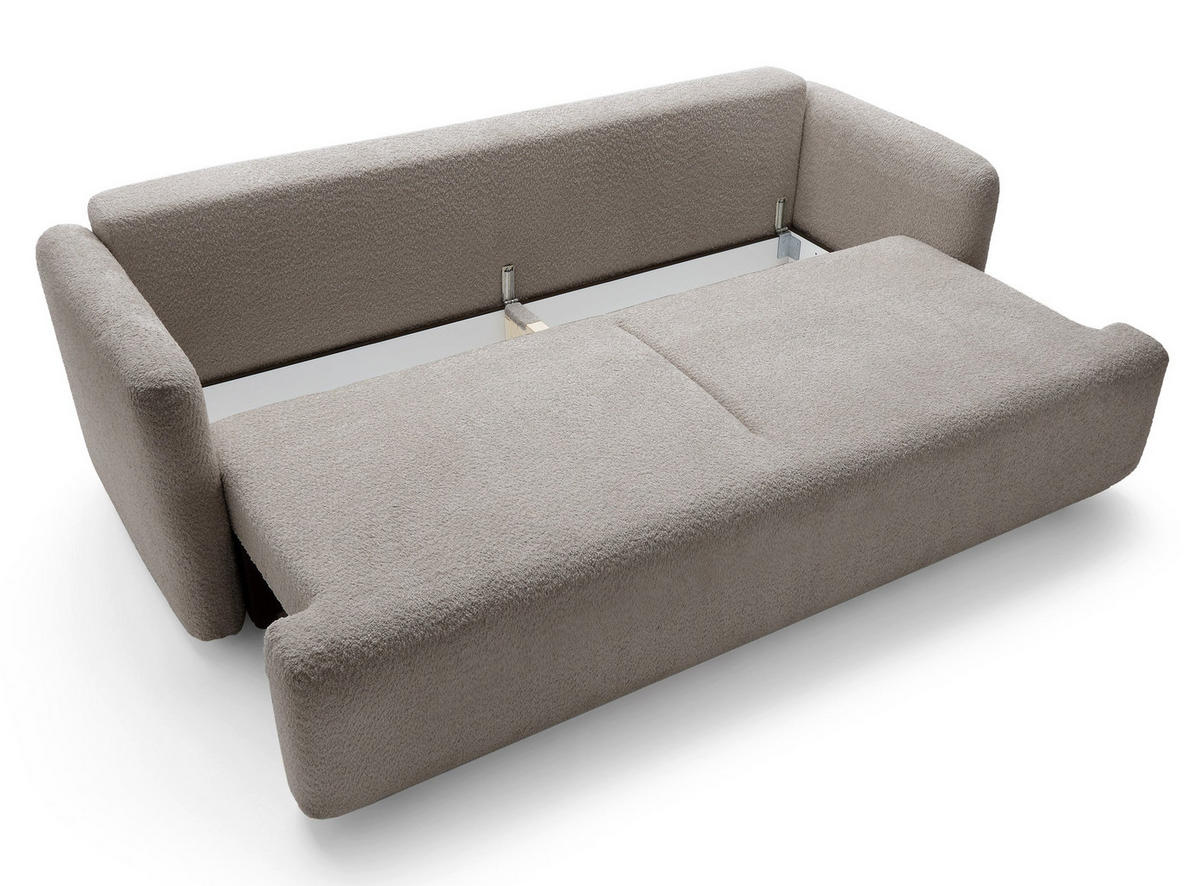 SCHLAFSOFA Lambina Dunkelbeige Boucle - Schwarz/Mokka, Kunststoff/Textil (227/92/104cm) - Selsey
