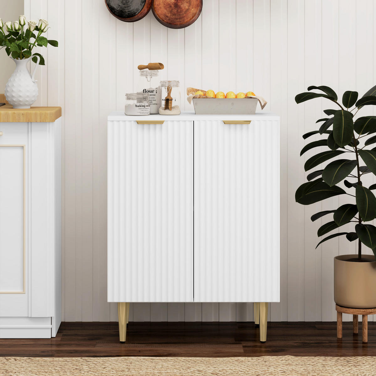 SIDEBOARD Weiß, 2 Türen, 60/40/80 cm - Weiß, Holz (60/80/40cm) - PANGIVO
