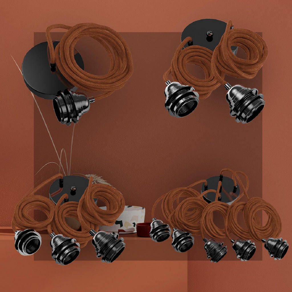 Thumbnail - Hoopzi Pendelleuchte, Braun, Naturmaterialien, Vintage, E27, 1x250x250 cm, Dekra, Lampen & Leuchten, Innenbeleuchtung, H...