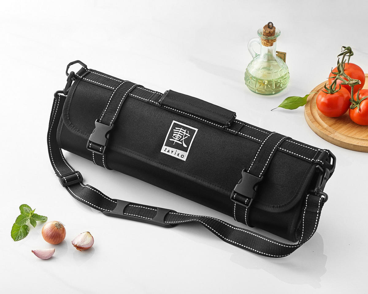 MESSERTASCHE SCHWARZ 13 FÄCHER - Schwarz, Kunststoff (94/1/47cm) - Zayiko