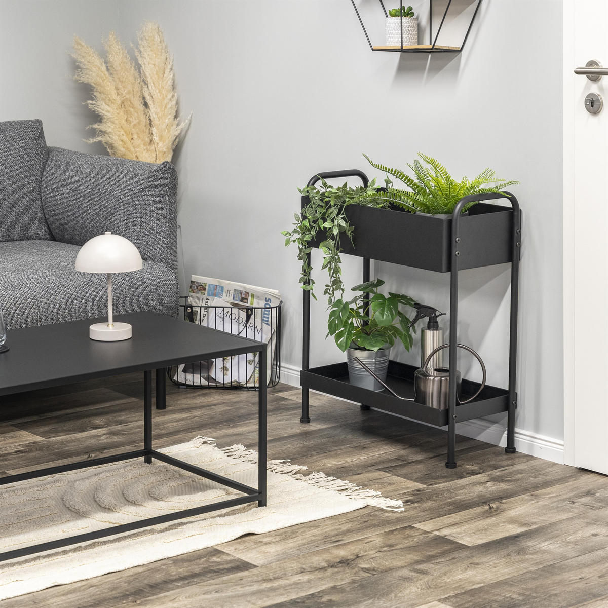 PFLANZENSTÄNDER, schwarz - Schwarz, Metall (29/60/72cm) - eluno