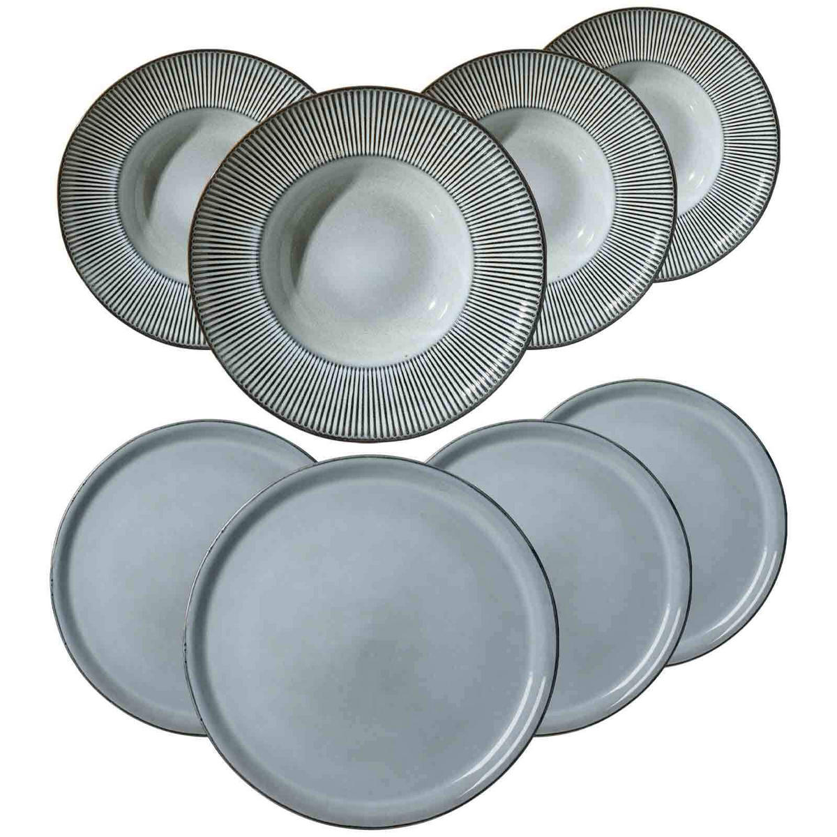 PIZZA & PASTA SET Salerno grau 8er Set - Grau, Keramik (1/1/1cm) - Ritzenhoff Breker