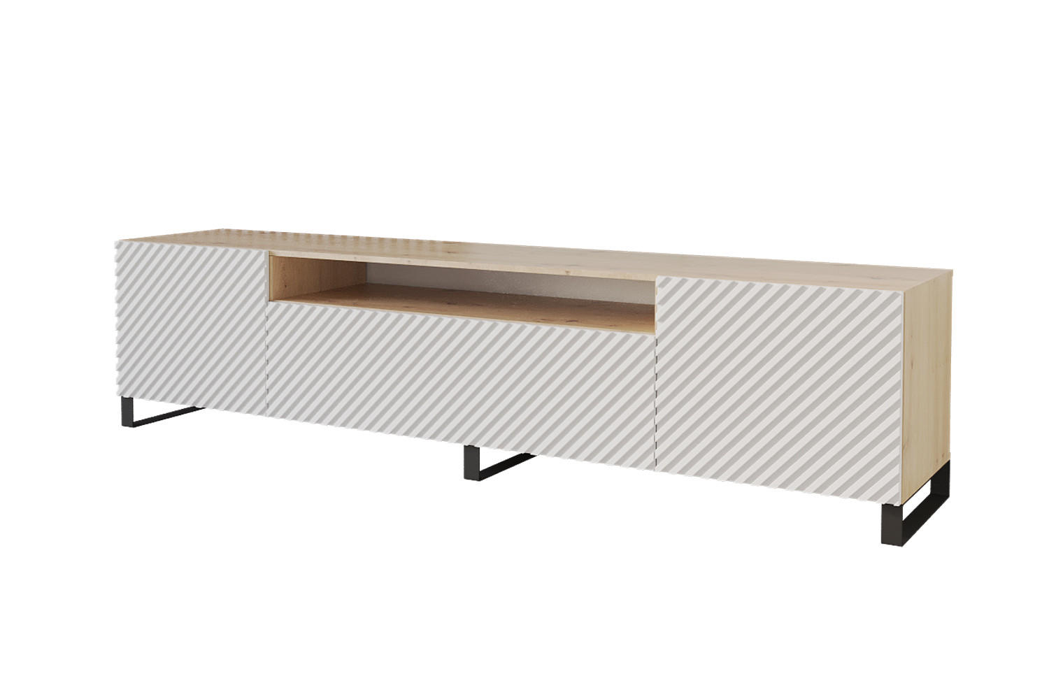 LOWBOARD ZENO-S 200x53x41 cm - Artisan / Weiß - Schwarz/Weiß, Holzwerkstoff (200/53/41cm) - ALTDECOR