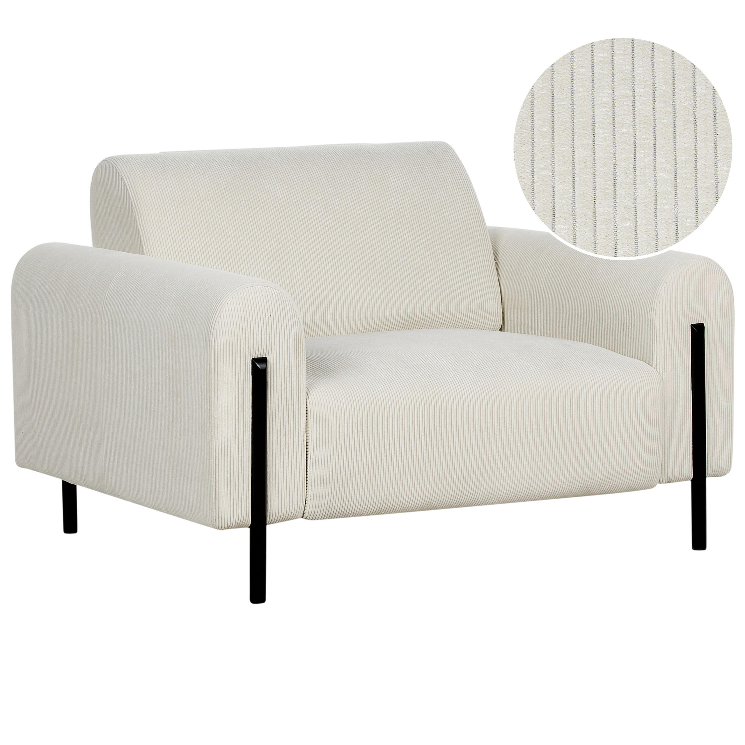 SESSEL Cremeweiß Askim - Creme/Schwarz, Textil (123/79/95cm) - Beliani