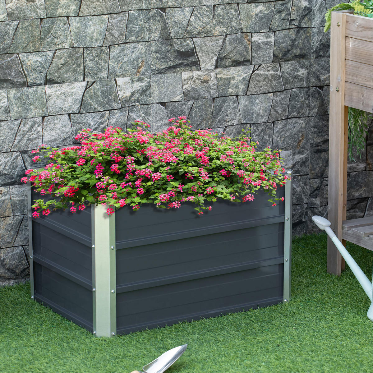 HOCHBEET 66x47x40 cm Stahl grau - Dunkelgrau, Metall (66/40/47cm) - LEBENLANG