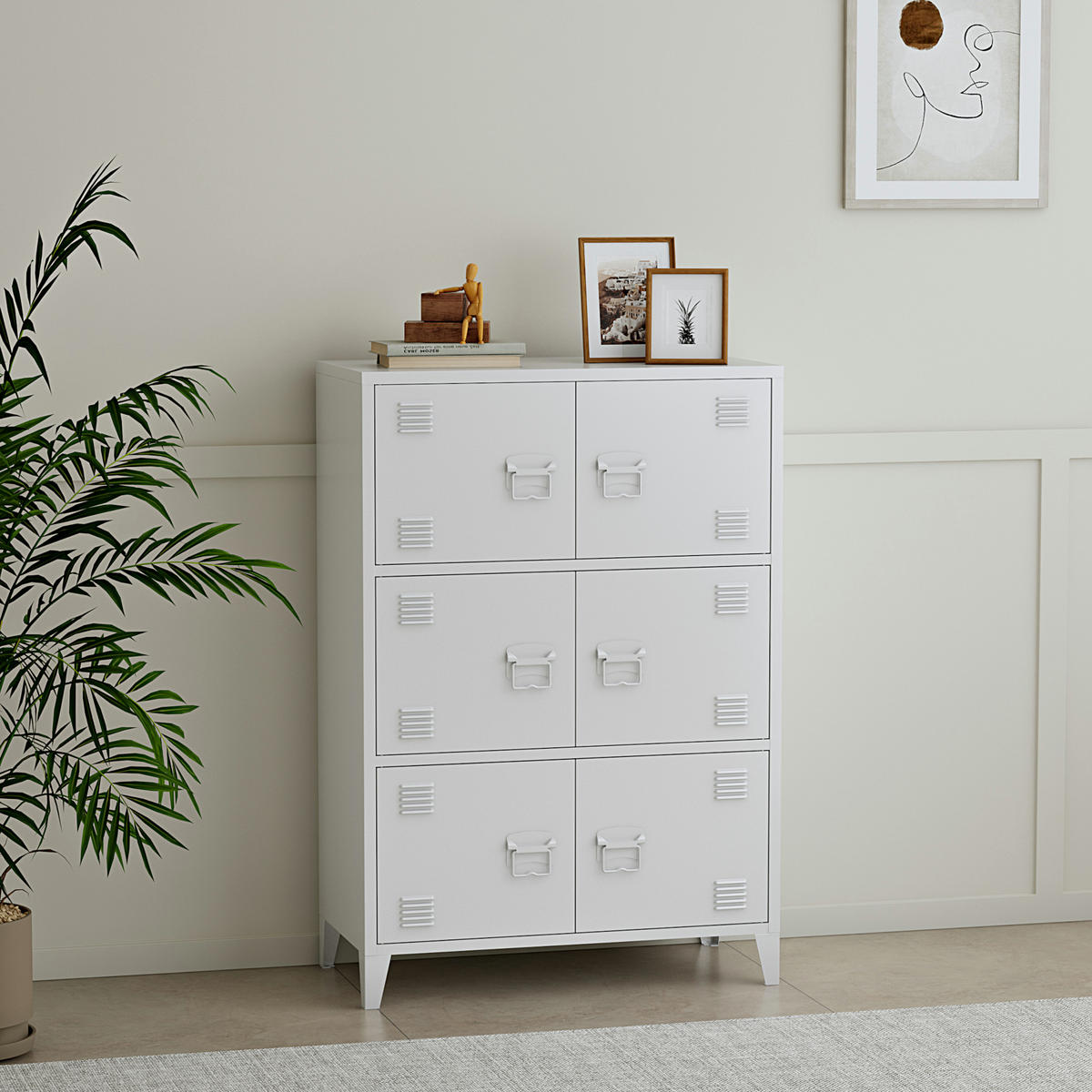 BÜROSCHRANK Hamina - Weiß, Metall (80/113/40cm) - [en.casa]