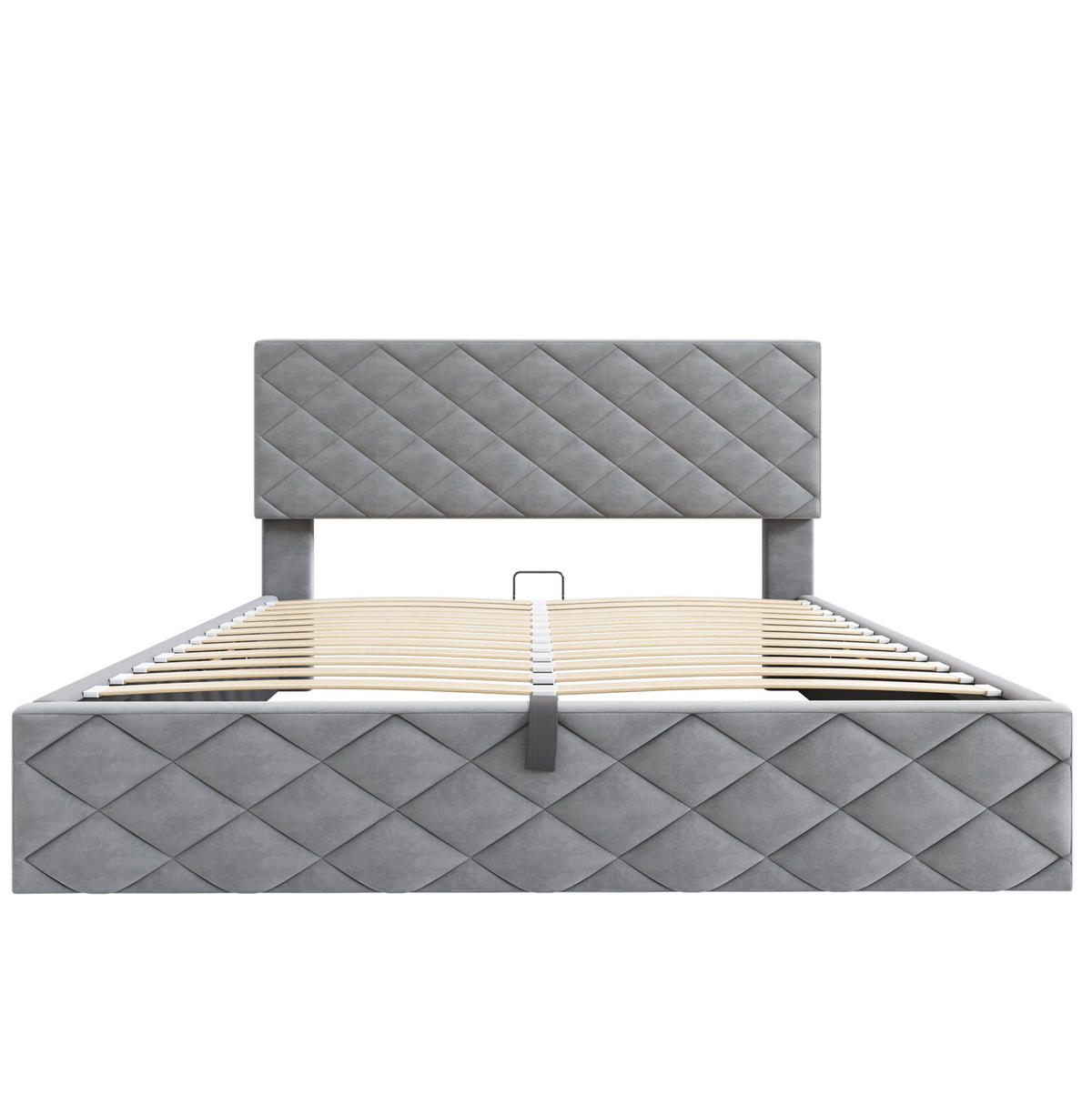 POLSTERBETT mit Stauraum und Lattenrost 140x200 cm Samt Grau - Grau, Metall (140/200cm) - Meubliv