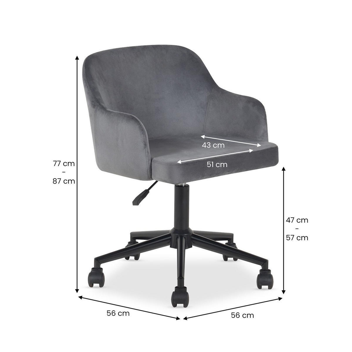 HOME-OFFICE DREHSTUHL OLIVER - Hellgrau, Textil (52/87/56cm) - IDIMEX