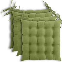 SITZKISSEN 4er Set 16-Punkt grün 40/40 cm mit Steppung und Halte-Bändern - Grün, Textil (40/40/4cm) - wometo