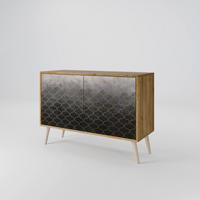 SIDEBOARD TESSELATED GRAYISH, Eicheneffekt, 111x42x77,5 cm, 2 Türen - Eichefarben/Buchefarben, Holzwerkstoff/Buchenholz (111/77.5/42cm) - SpaceRebels
