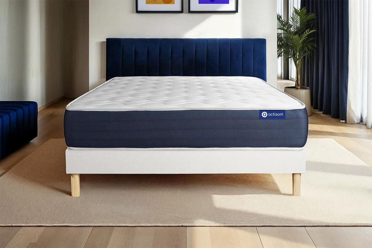 BETT Actimemo sleep Memory-Schaum 180 x 220 cm h1 - Kit Bettgestell Weiß - Beige/Weiß, Karton/Holz (180/220cm) - ACTISOM