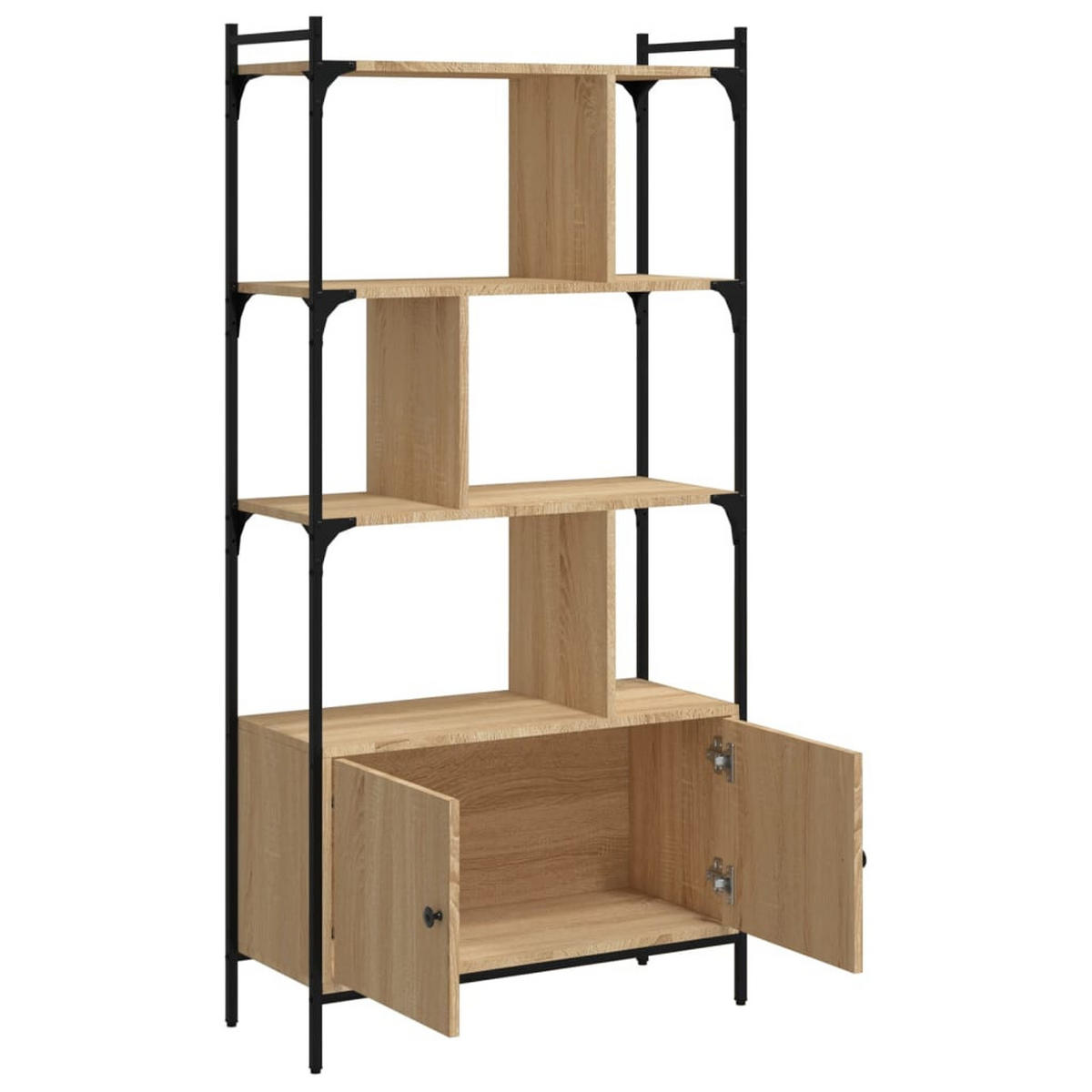 BÜCHERREGAL mit 3 Ebenen, kleinem Schrank 76,5/30/154,5 cm aus Holzwerkstoff Sonoma-Eiche Dekor - Sonoma Eiche, Holz (76.5/154.5/30cm) - vidaXL