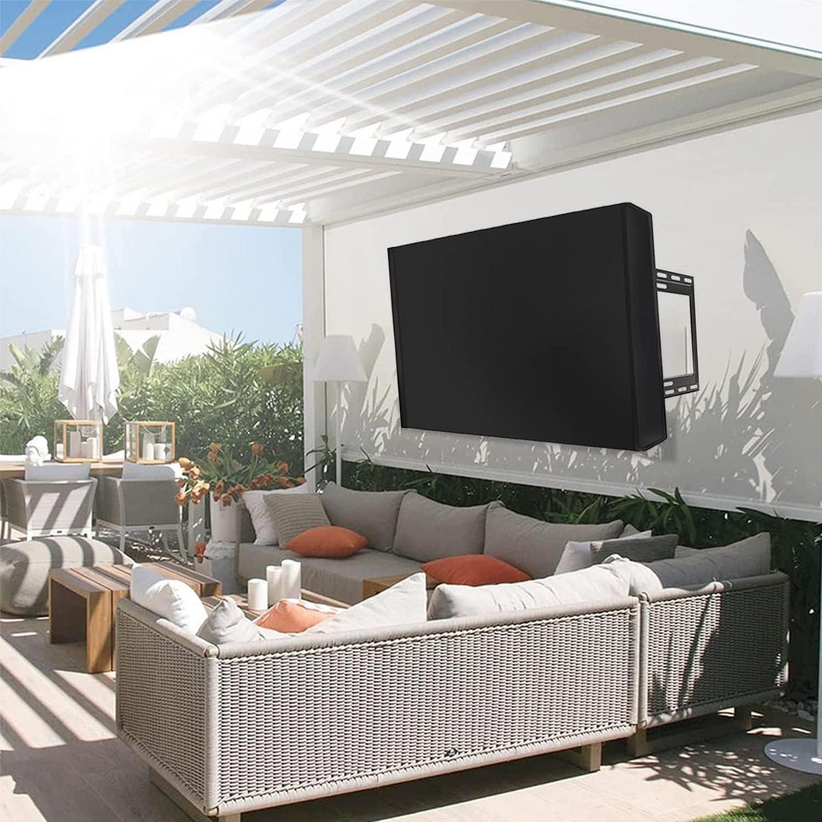 TV-ABDECKUNG Outdoor Schwarz 55-58 Zoll - Schwarz, Textil (89/1.3/137cm)