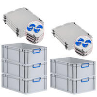 EUROBOX 5x Nextgen Color Mit Auflagedeckel 22x40x60cm Griffe Blau Geschlossen - Blau, Kunststoff (40/22/60cm) - PROREGAL