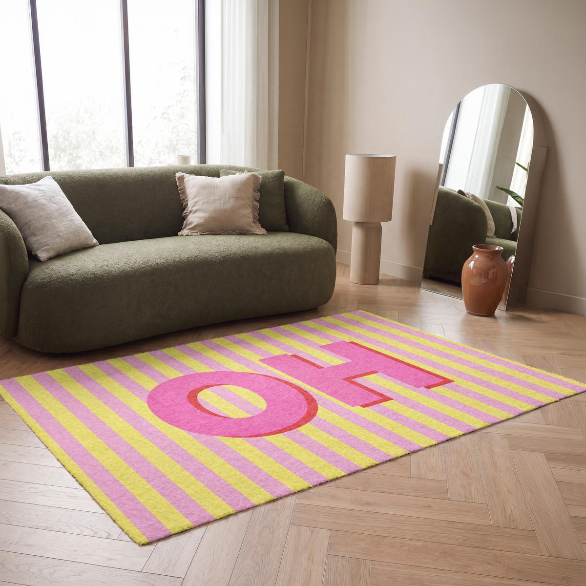 TEPPICH - Text - Streifen - Rosa - 180x120 cm - Pink, Kunststoff/Textil (180/0.4cm) - OnlyWow