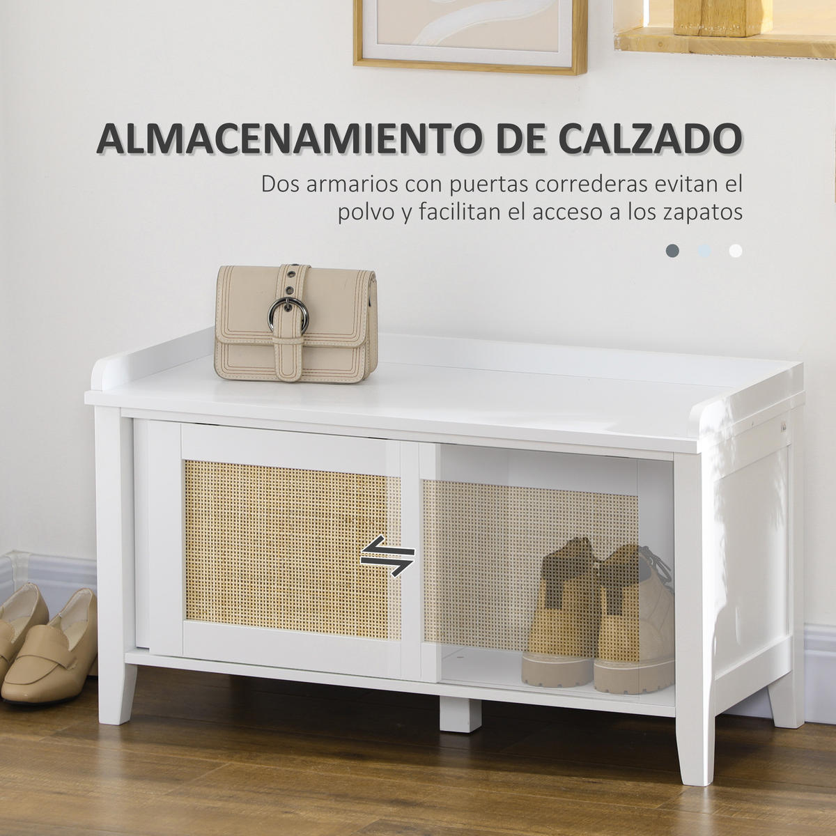 KONSOLENTISCH Weiß MDF Rattan 1 Stück - Weiß, Kunststoff (80/35/45cm) - GiPP
