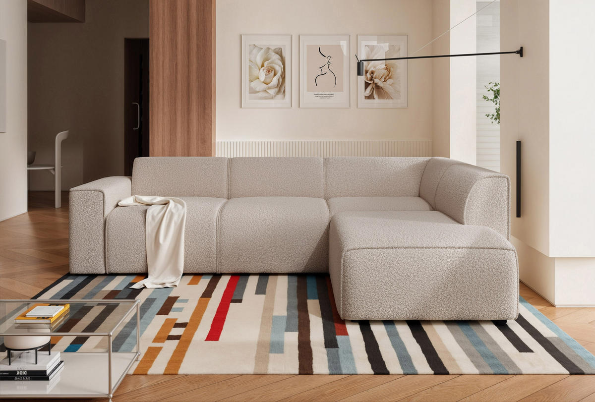 ECKSOFA ZAVO Feiner Mischstoff in Beige - Beige, Holzwerkstoff/Kunststoff (310/218cm) - Idohome