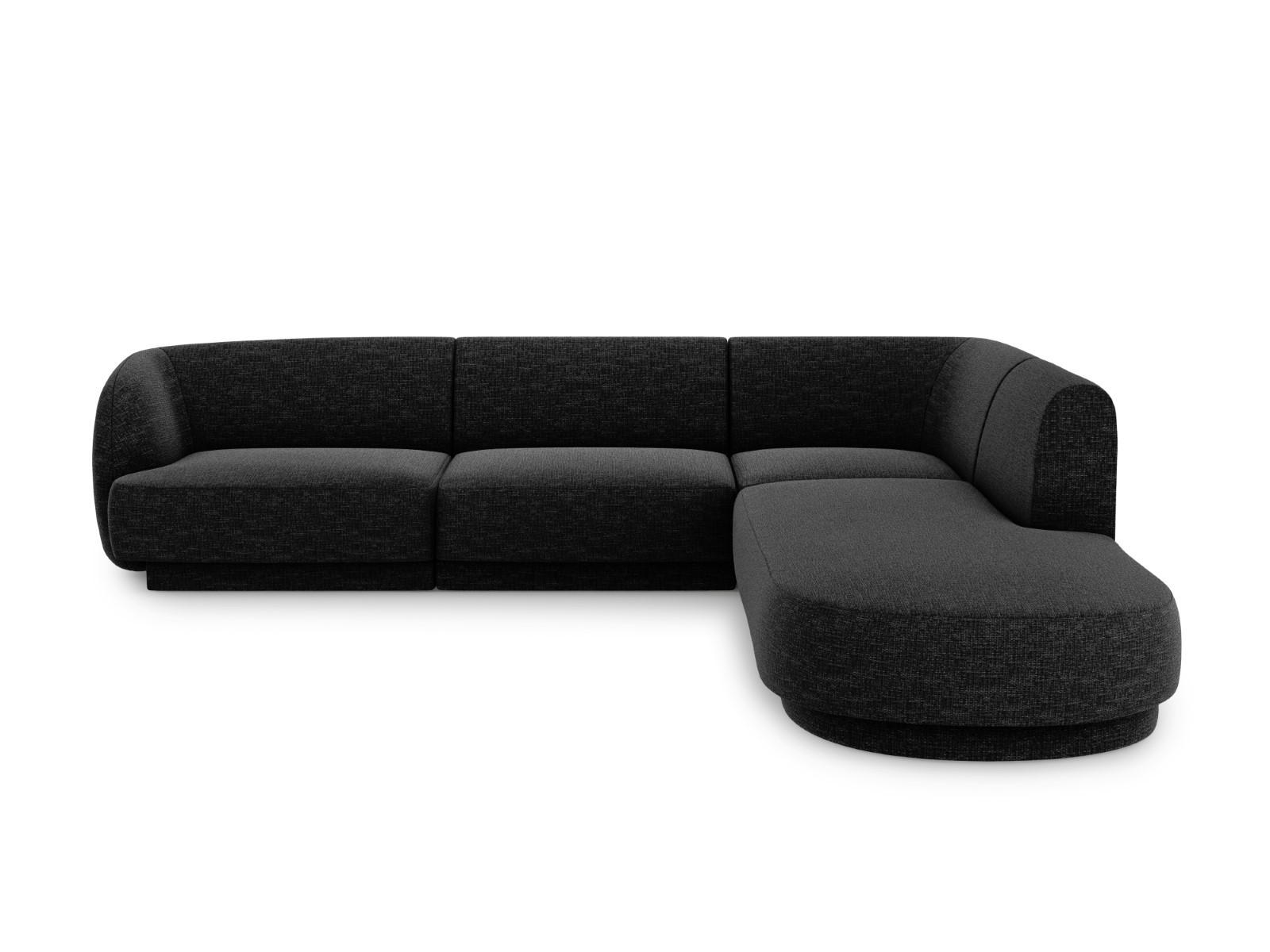 ECKSOFA rechts Miley aus Chenille-Stoff schwarz 6 Sitzplätze - Schwarz, Textil (248/255cm) - Micadoni
