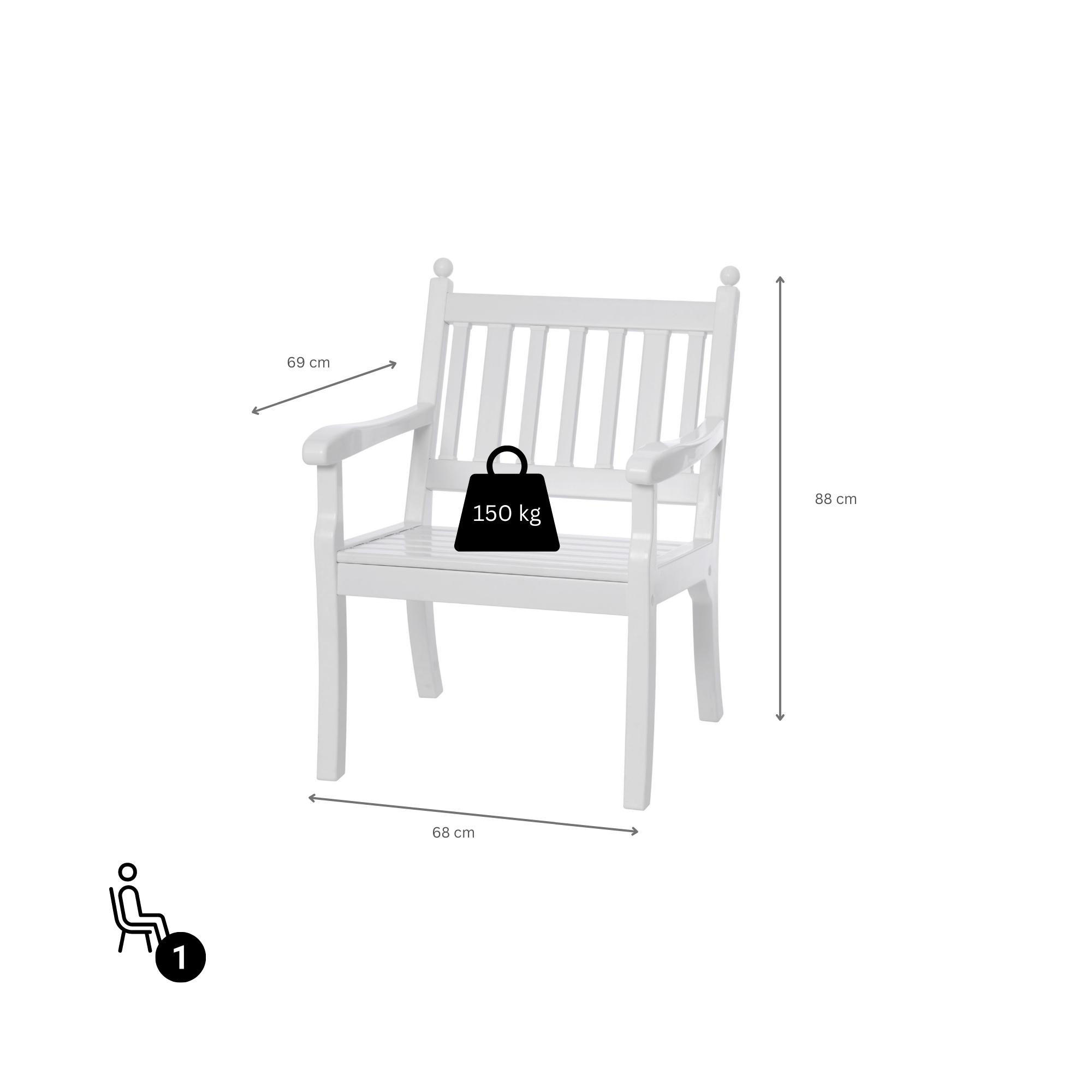 GARTENBANK Aruba 1 Sitzer Weiß 88 x 68 x 69 cm Witterungskunststoff & UV Beständiger Kunststoff - Weiß, Kunststoff (68/88/69cm) - PROREGAL