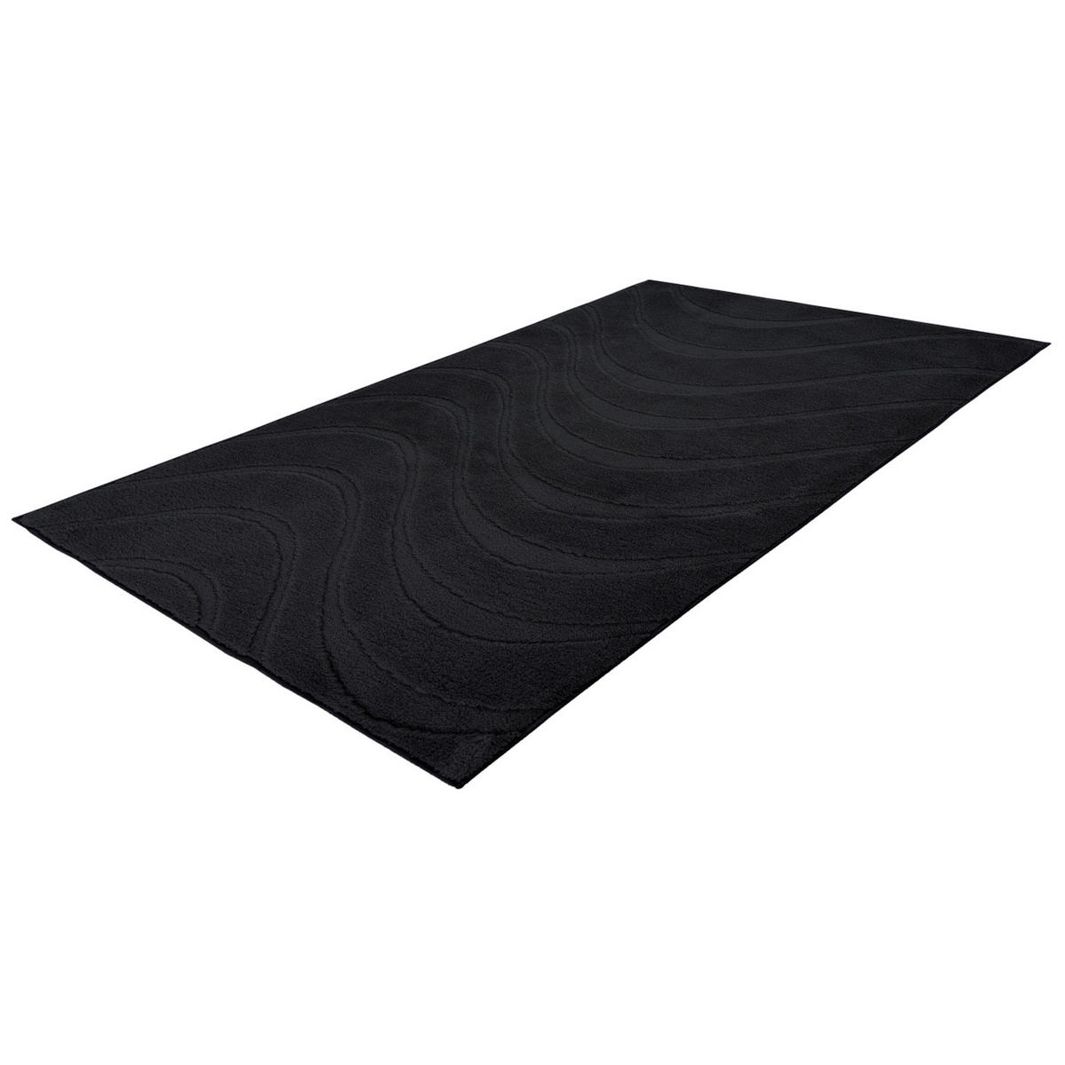 BADTEPPICH Waschbar Bath Waves 400 Schwarz 40x60 cm - Schwarz, Textil (40/60cm) - carpet city