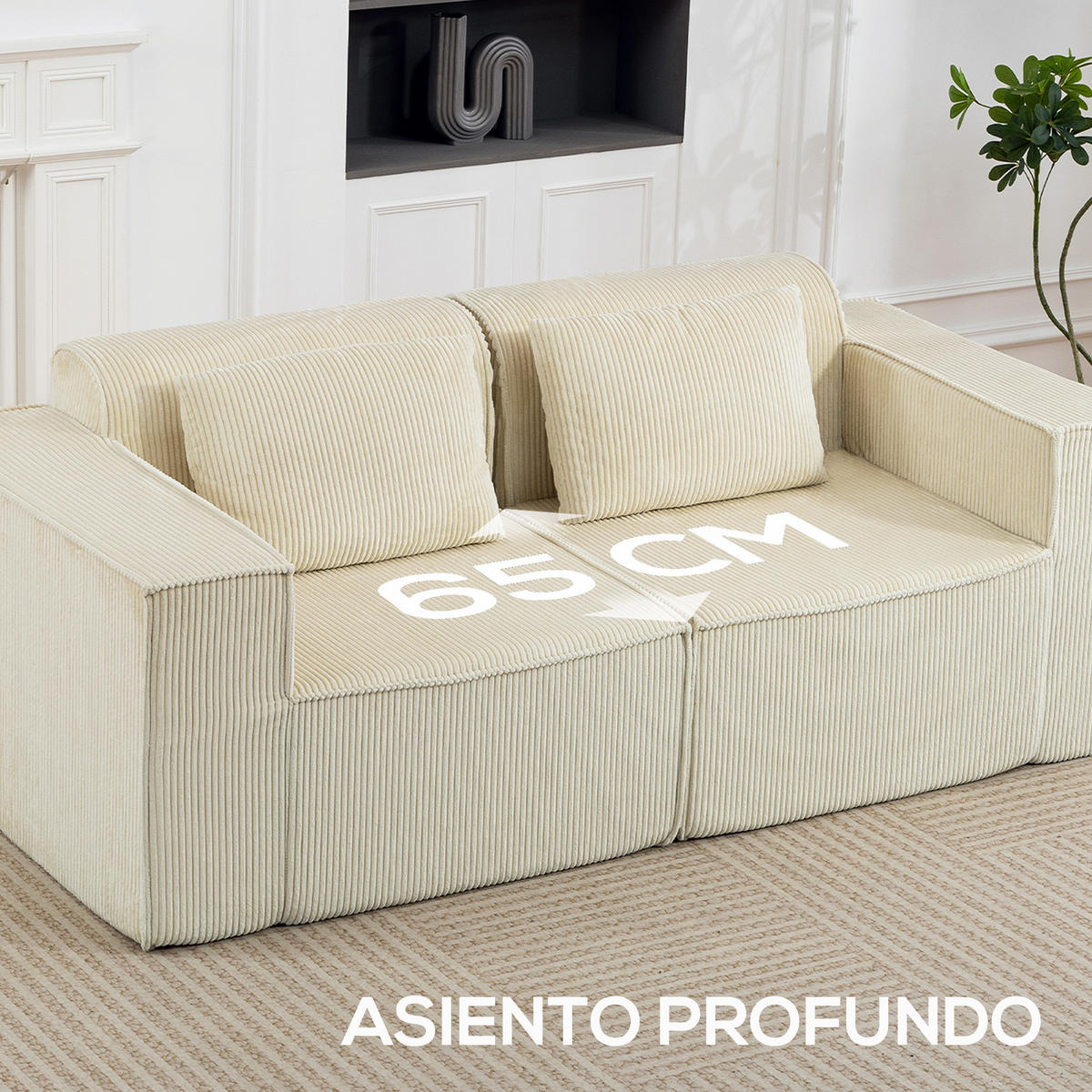 SOFA, 3-Sitzer, Cord, dicke Polsterung, extra tief, beige - Multicolor, Holzwerkstoff (202/76/90cm) - FORIOUS