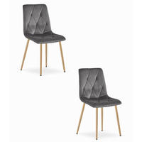 ESSZIMMERSTUHL 2-er Set TYRA dunkelgrauer Sitz, Beine in Holzfarbe - Dunkelgrau/Eichefarben, Textil (44.5/87/54.5cm) - Valora