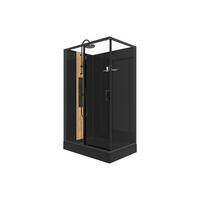 DUSCHKABINE - 120 cm x 80 cm - glas - schwarz Vituna - Schwarz, Glas (80/120/198cm) - Vente-Unique
