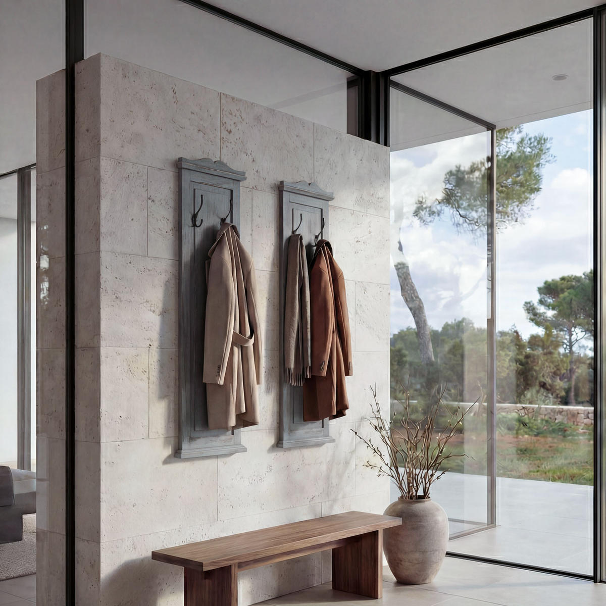 WANDGARDEROBE Grau 2er-Set - Grau, Holz (28/109/5cm) - MCW