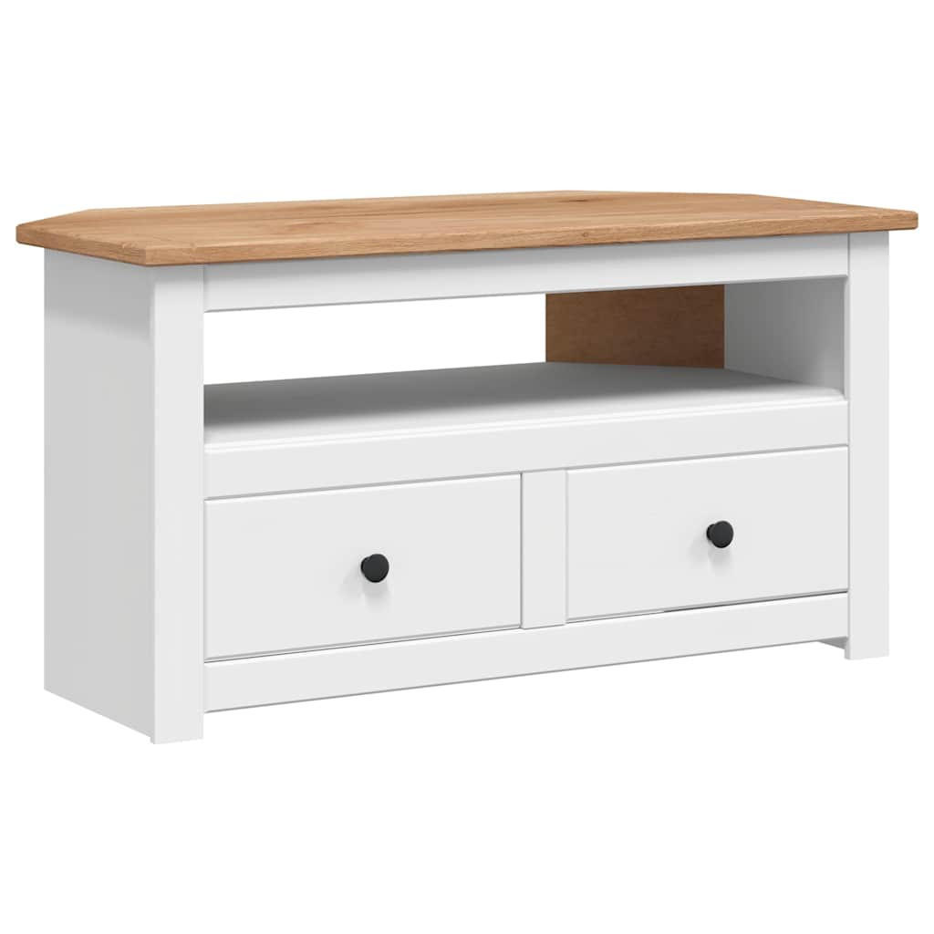 TV-ECKSCHRANK Weiss 93/49/49 Cm Massivholz Panama-Kiefer - Weiß, Holz (49/93/49cm) - vidaXL