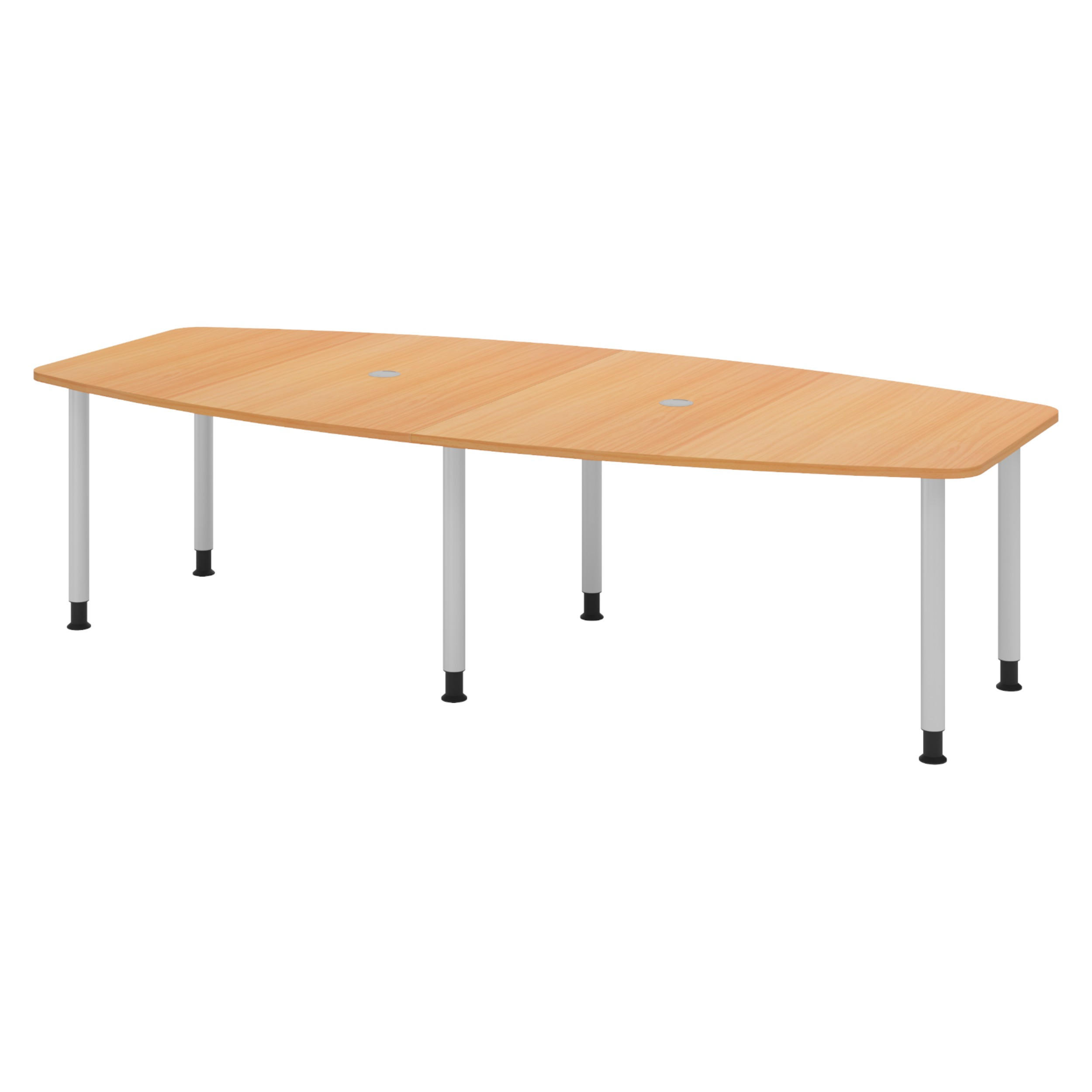 KONFERENZTISCH mittel KT28 130/280/74 cm in Buchefarben/Füße in Silberfarben - Buchefarben/Silberfarben, Holzwerkstoff (130/280/74cm) - bümö